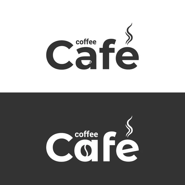 咖啡咖啡的标志。咖啡杯和豆标在黑色和白色背景 — 图库矢量图片