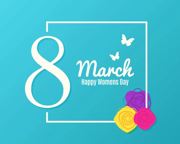 Banner de marcha 8. Saludo de día para mujer con flores — Vector de stock