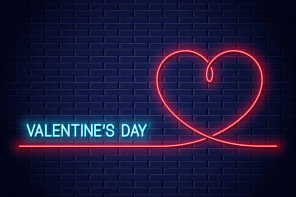 Banner de néon dia dos namorados. Valentim neon coração — Vetor de Stock
