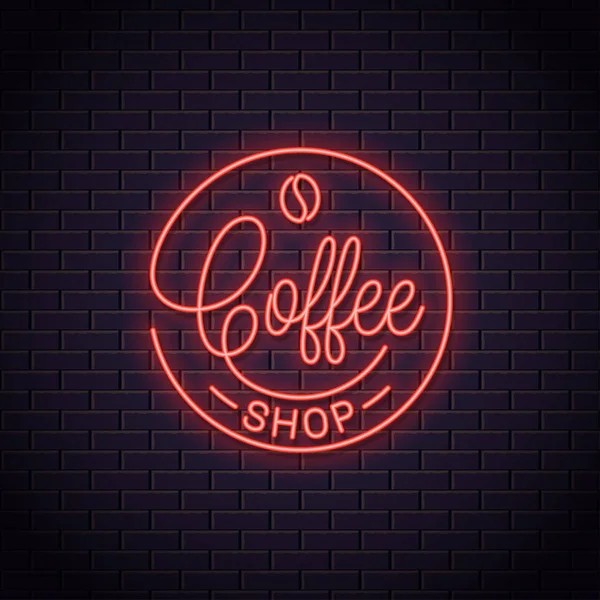 Coffee neon logo. Coffee shop neon sign — Stock Vector