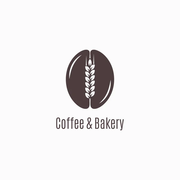 Coffee bean met tarwe logo. Koffie en bakkerij — Stockvector