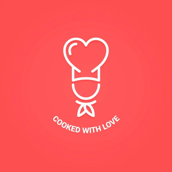 Chef con logo en el corazón. Cocinado con concepto de amor — Vector de stock