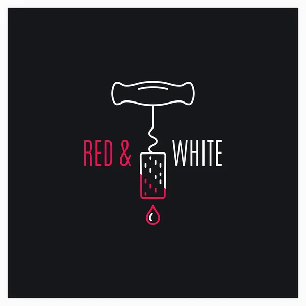 Wein rot-weißes Logo. Wein Schraubverschluss Linie Symbol — Stockvektor