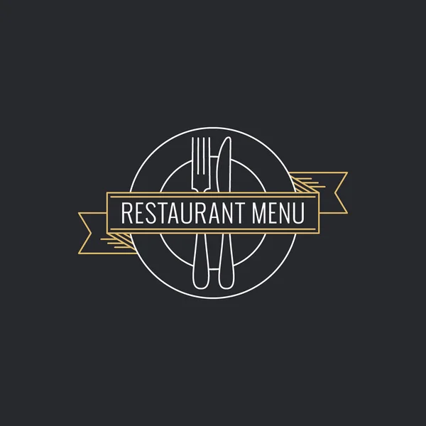 餐厅菜单概念。带叉子、刀的盘子 — 图库矢量图片