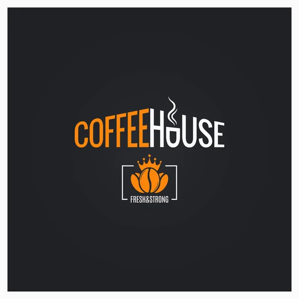 Кофейные зерна логотип. Кофейня знак на черный — стоковый вектор