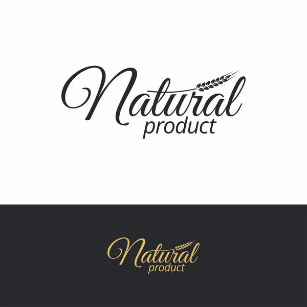 Logo natural del producto. Blanco y negro natural — Archivo Imágenes Vectoriales