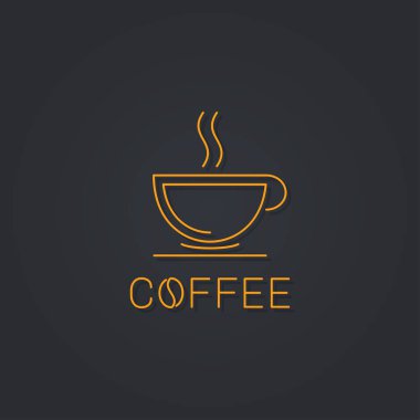 Kahve fincanı logosunu görmeniz gerekir. Doğrusal kahve simge siyah