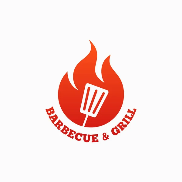 Gril a gril logo. BBQ oheň plamen na bílém — Stockový vektor