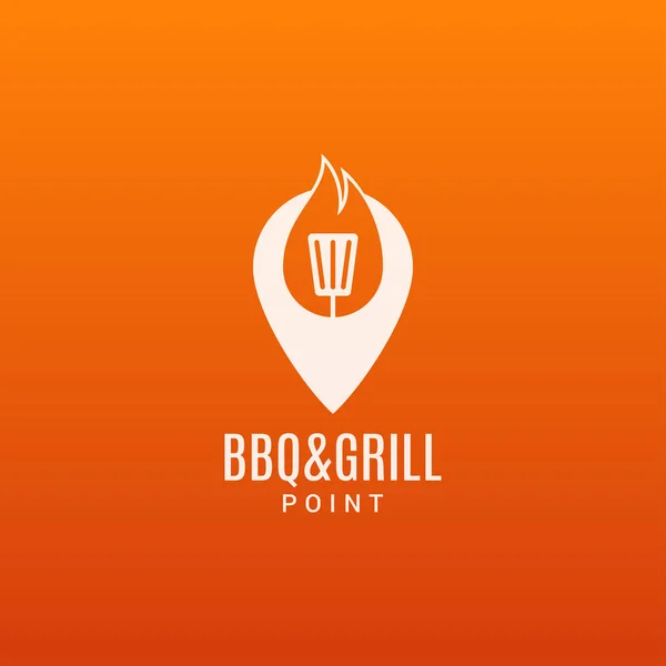 Logo z grilla i grill. BBQ Ogień Płomień n ite — Wektor stockowy