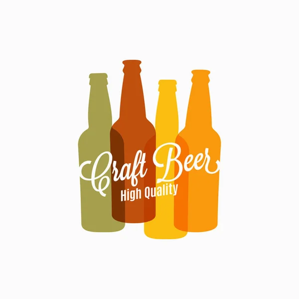 Bier fles logo. Bier kleur banner op wit — Stockvector