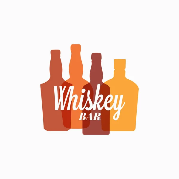 Logo de la botella de whisky. Banner de color whisky en blanco — Vector de stock