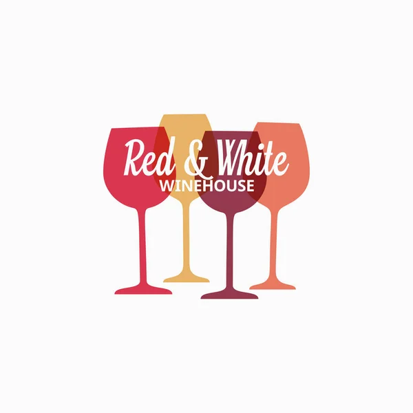 Logo in vetro di vino. Bandiera del vino rosso e bianco — Vettoriale Stock
