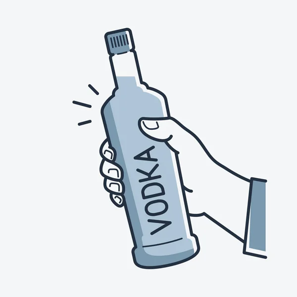 Ruce drží láhev vodky. Mužské ruky držící vodka — Stockový vektor