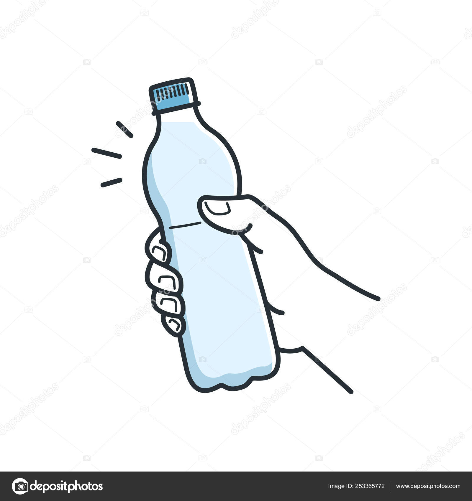 Hand Hold Water Bottle Male Hand Holding Plastic Stock Vector C Pushkarevskyy 253365772