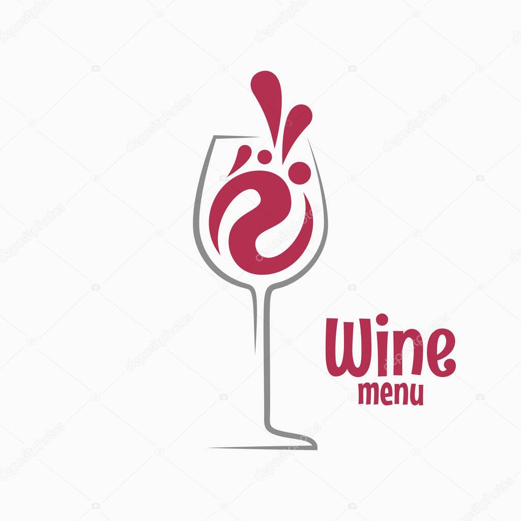 Wine glass logo. Splash of red wine vector 8 eps