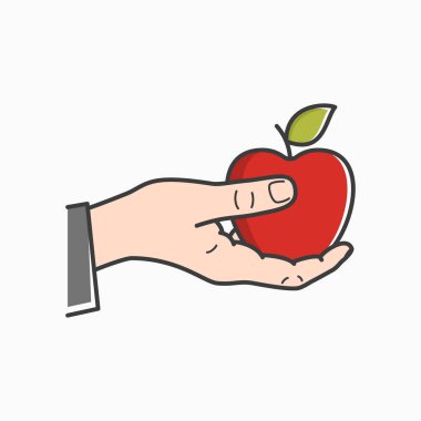 El elma tutun. Erkek el tutan kırmızı elma