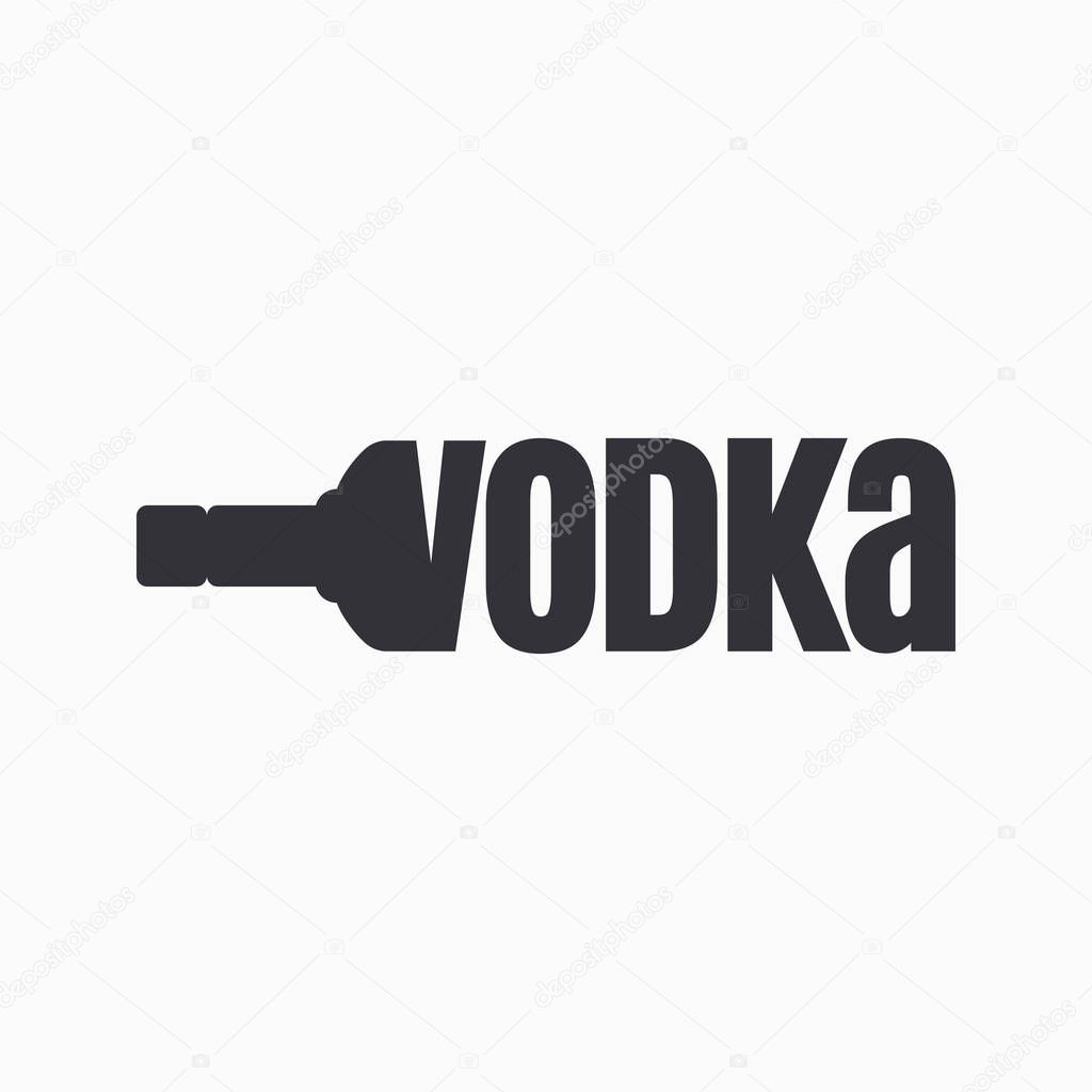 Vodka bottle logo. Lettering sign of vodka on white background 8 eps