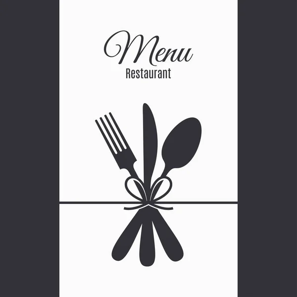 Menu restaurant avec fourchette, couteau et cuillère . — Image vectorielle