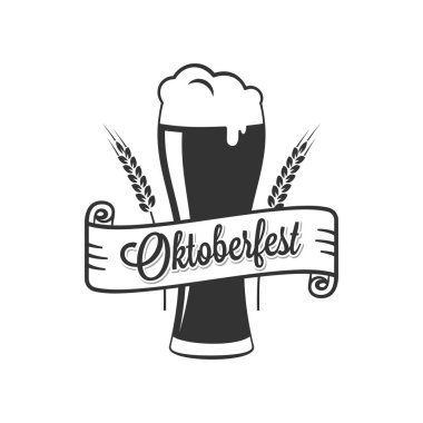 Beyaz arka plan üzerinde Oktoberfest bira cam logosu