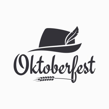 Beyaz arka plan üzerinde Oktoberfest şapka logosu bira