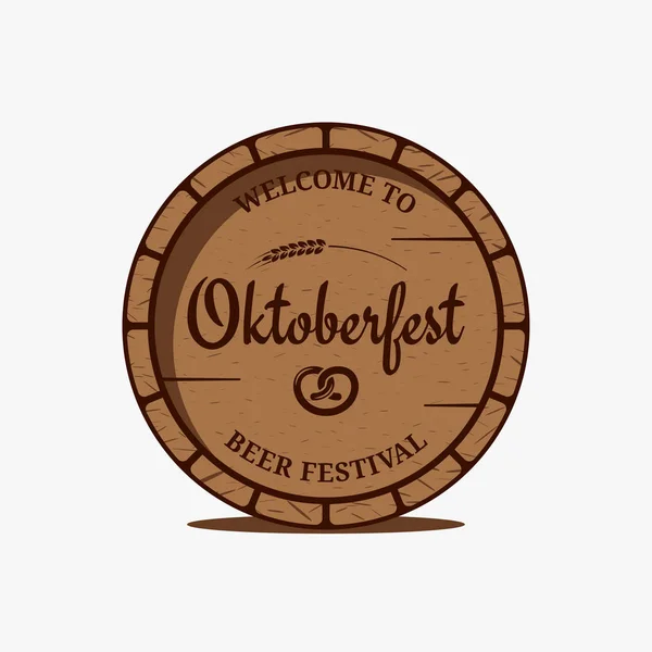 Oktoberfest logotipo barril de cerveja no fundo branco —  Vetores de Stock