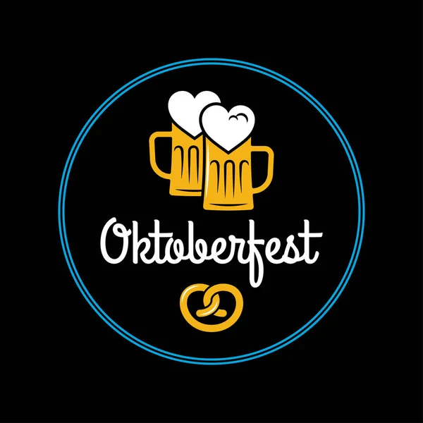 Oktoberfest canecas de cerveja logotipo no fundo preto —  Vetores de Stock