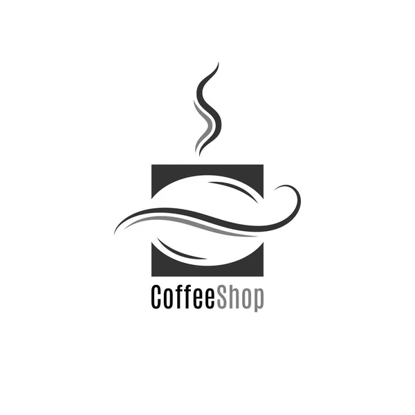 コーヒーショップのロゴ。白い背景にコーヒー豆 — ストックベクタ