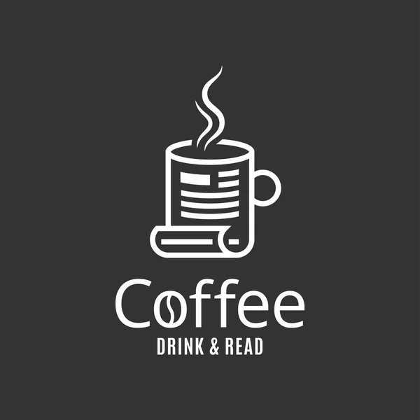 咖啡杯标志。咖啡饮料和阅读的概念 — 图库矢量图片