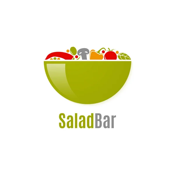 Logo de salade de légumes. Design de bar à salade sur blanc — Image vectorielle