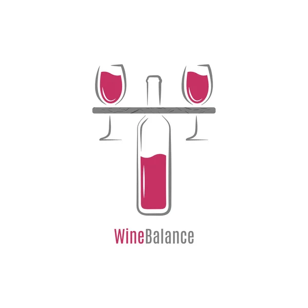 Wine red and white balance concept logo design — Stock Vector