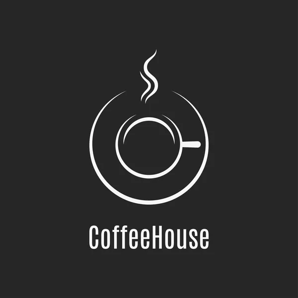 Návrh kávového šálku. Logo Coffeehouse na černém — Stockový vektor