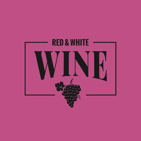 Wine grape design. Red and white wine logo on red — Stock Vector