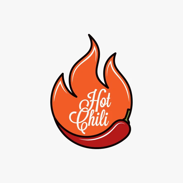 Chili peper logo. Hete Chili met vuur vlam — Stockvector