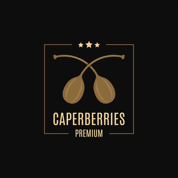 Projekt logo caperberries. Etykieta Caper na czarnym — Wektor stockowy