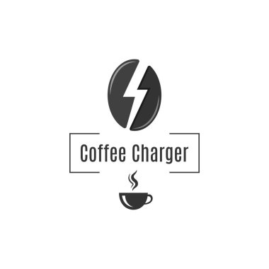 Kahve çekirdeği logosu. Kahve fincanı enerji konsepti