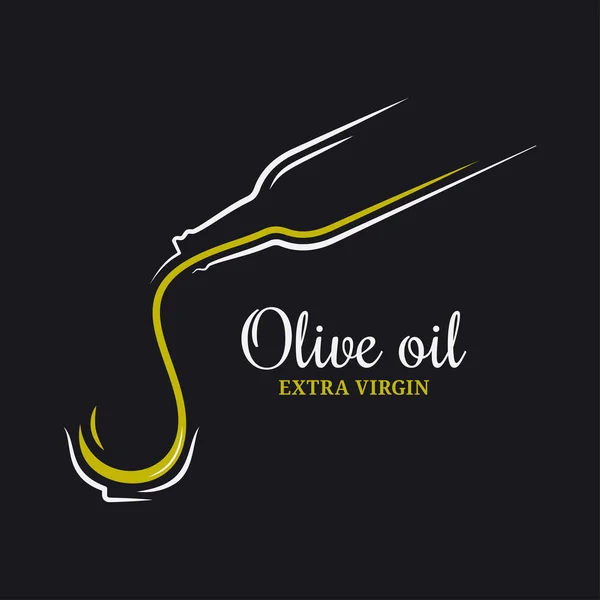 Olivoljans logotyp. Flaska olivolja på svart — Stock vektor