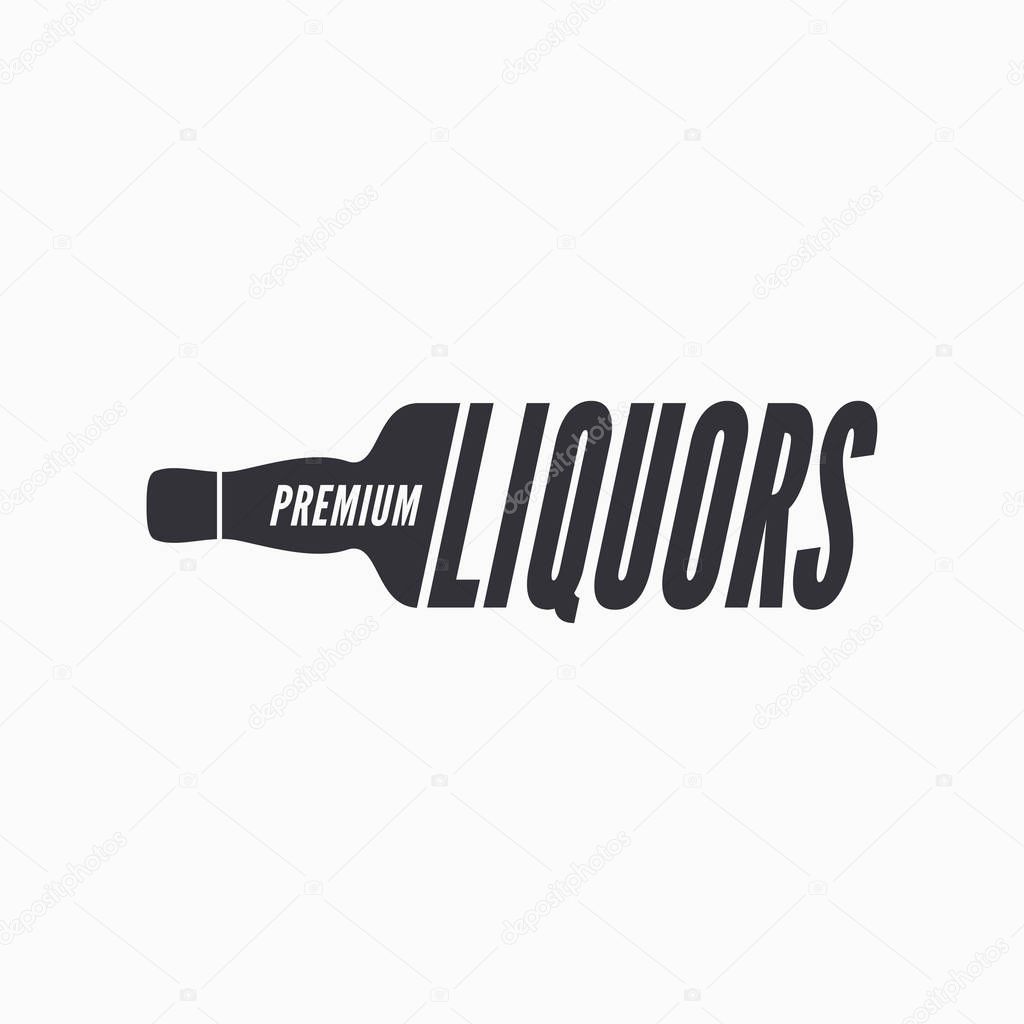 Liquor bottle glass logo on white background