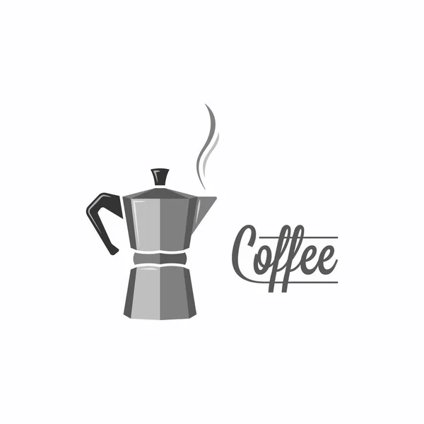 Koffie pot logo. Koffiezetapparaat op witte achtergrond — Stockvector