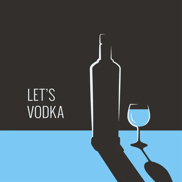 Banner de garrafa de vodka. Copo de vodka em azul — Vetor de Stock