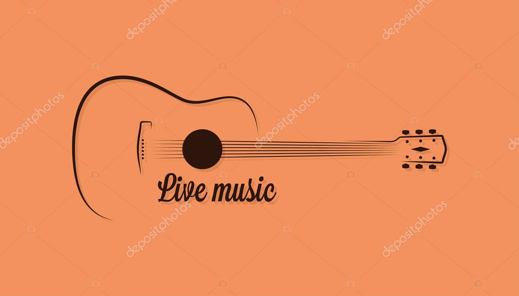 Guitar logo of live music on yellow background 10 eps