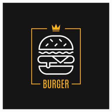 Burger lineer logosu. Çerçeve burger simgesi tasarımı