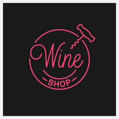 Şarap dükkanı logosu. Şarap mağazasının yuvarlak lineer logosu