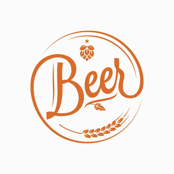 Logo bière avec houblon bière et blé sur blanc — Image vectorielle