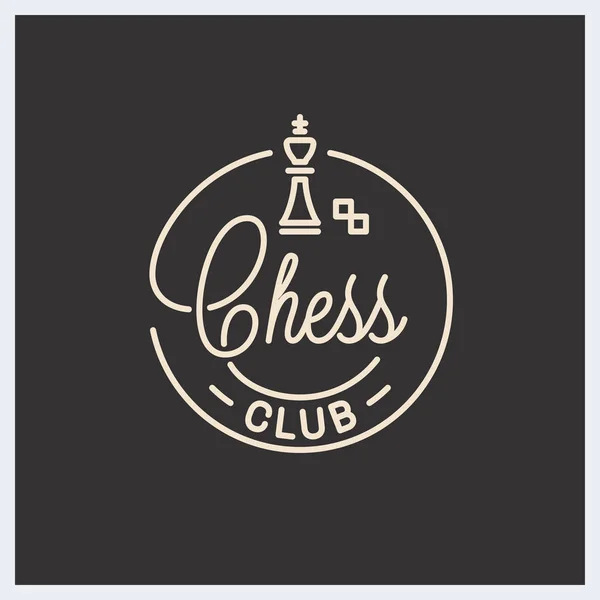 Logotipo do clube de xadrez. Logotipo linear redondo do rei do xadrez — Vetor de Stock