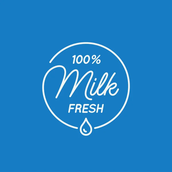 Milk lettering logo. Round linear logo of milk — Stock Vector