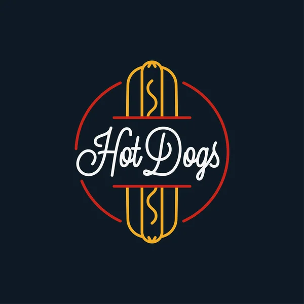 Hotdog-Logo. rundes lineares Logo des Hotdog-Shops — Stockvektor