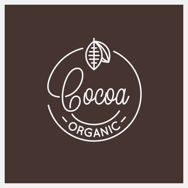 Logo lettrage cacao. Logo linéaire rond de cacao — Image vectorielle