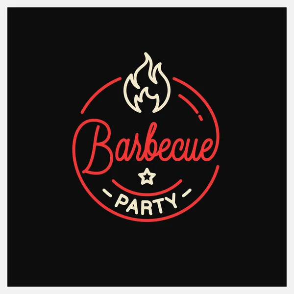Barbecue party logo. Round linear logo of BBQ — Stock Vector