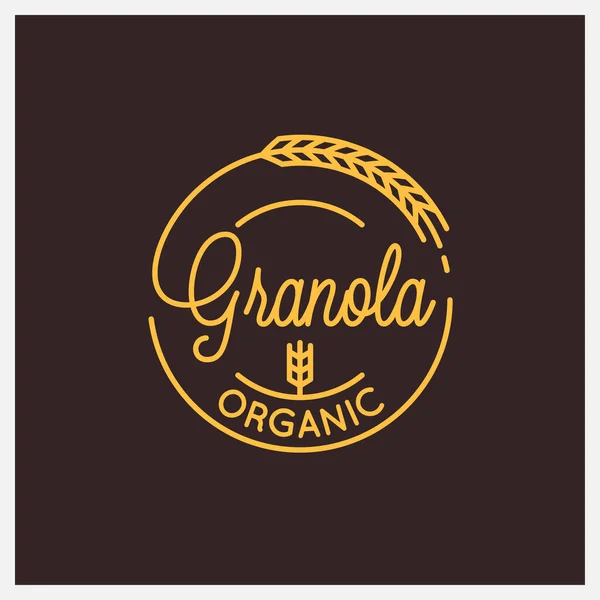 Logo orgánico de Granola. Logotipo lineal redondo de granola — Archivo Imágenes Vectoriales
