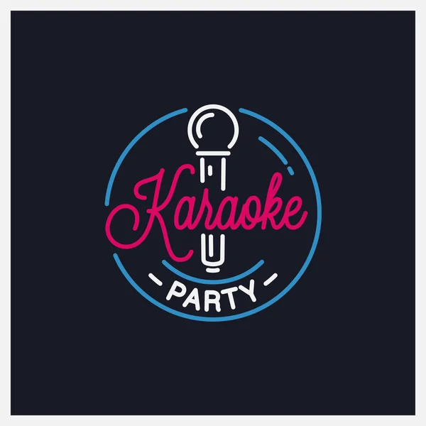 Logotipo partido Karaoke. Caraokê redondo de microfone — Vetor de Stock